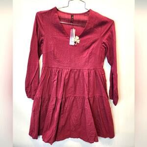 New‎ Cranberry Red Tiered Casual Dress Size M
